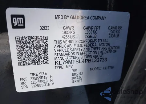 2023 Chevrolet Trailblazer Fwd Rs z USA, uszkodzony, nr VIN KL79MTSL4PB133733